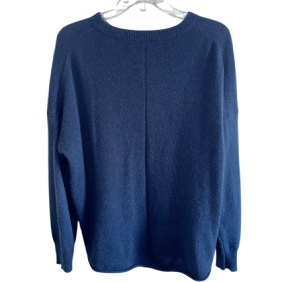 360cashmere Navy Blue Cecilia Crew Neck Cashmere Sweater Oversize Small Raglan - Picture 5 of 16